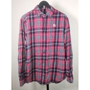 Ecko Unltd XL Plaid Flannel Shirt Red Blue Cotton Button Up Casual Skate Y2K